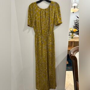 BCBGMaxAzria Mustard and Cream Jumpsuit